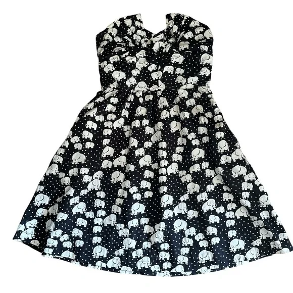 Anthropologie Porridge Elephant Print Strapless Dress, Size 6 - Picture 3 of 13